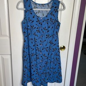 Vintage blue and black flower sleeveless dress.